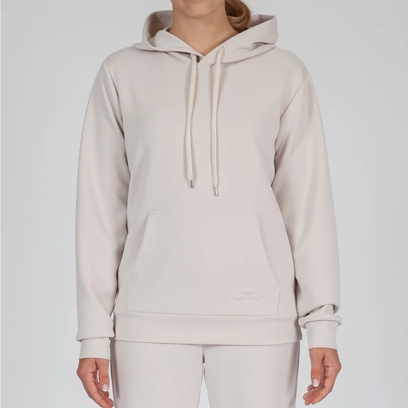 lazy pants Tops - Lazy pants PREMIUM LUXE SUEDED SCUBA HOODIE IN BONE